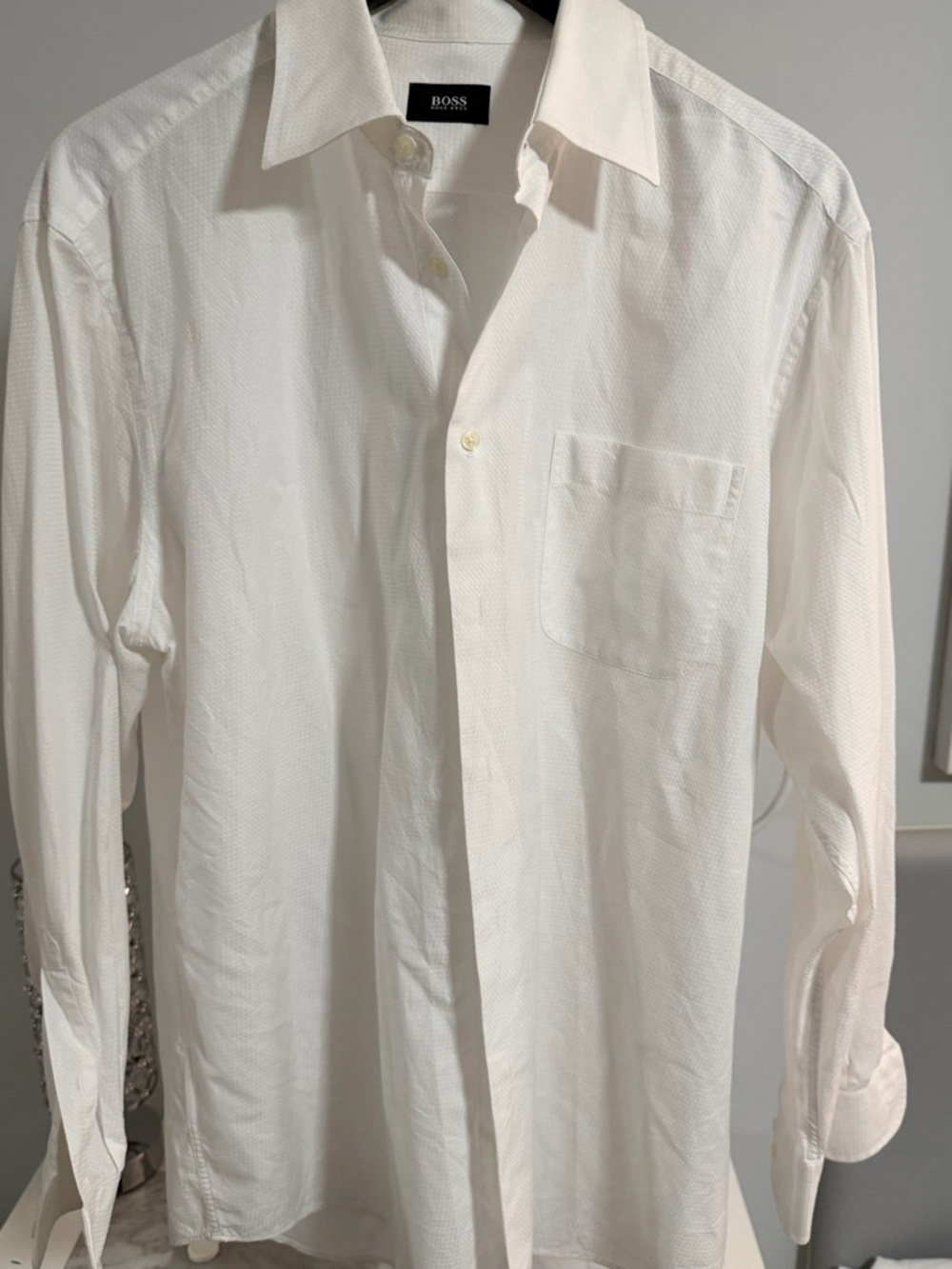 Hugo Boss Men's White Long-Sleeve Dress Shirt